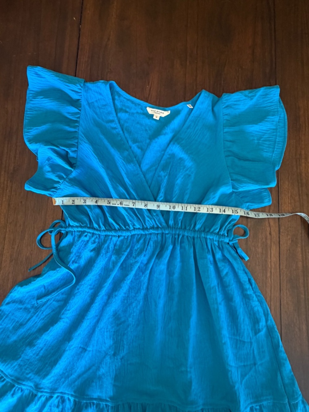 Max Studio V-Neck Tiered Minidress Cobalt Blue, Size Medium - Picture 11 of 13